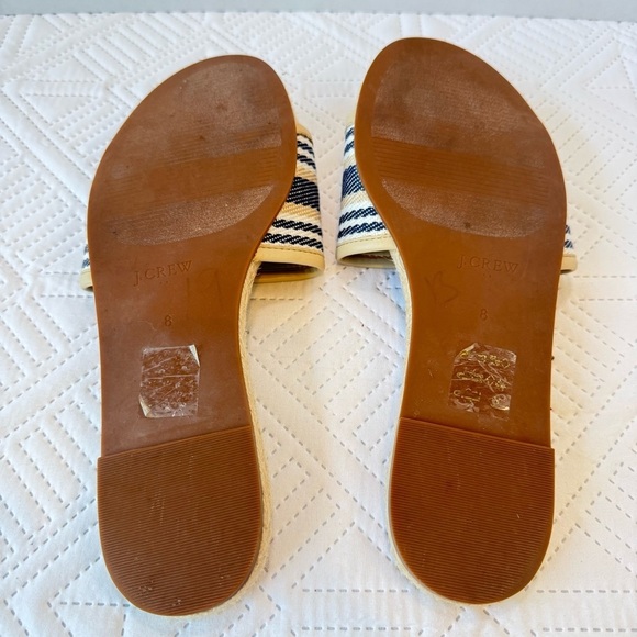 J. Crew Beige and Blue Striped Espadrille Slides Size 8 - Picture 6 of 8